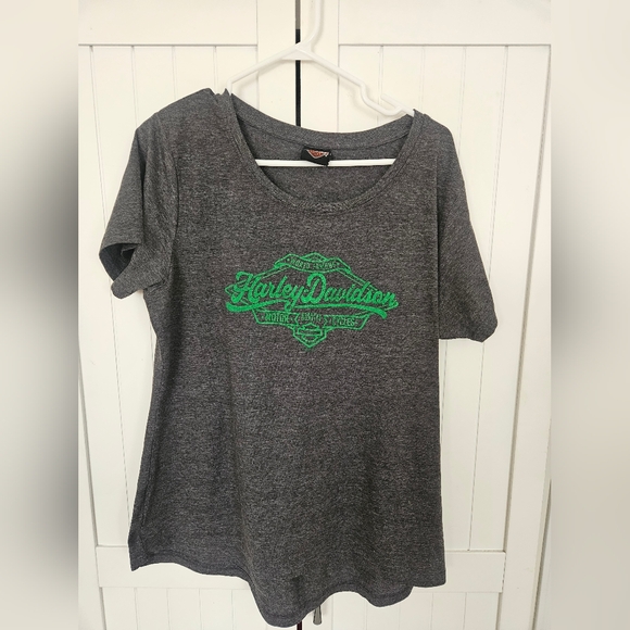 Harley-Davidson Tops - Harley-Davidson Gray Tee with Green Logo